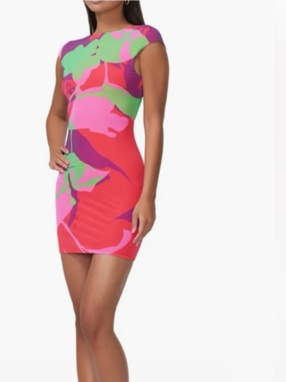 NWT AFRM Cody cap sleeve Bold Floral graphic Mini Dress size XL